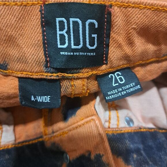 BDG The A Wide Leg Ombre Acid Wash Grunge Streetwear Baggy Jeans Size 26 Orange - Picture 7 of 16